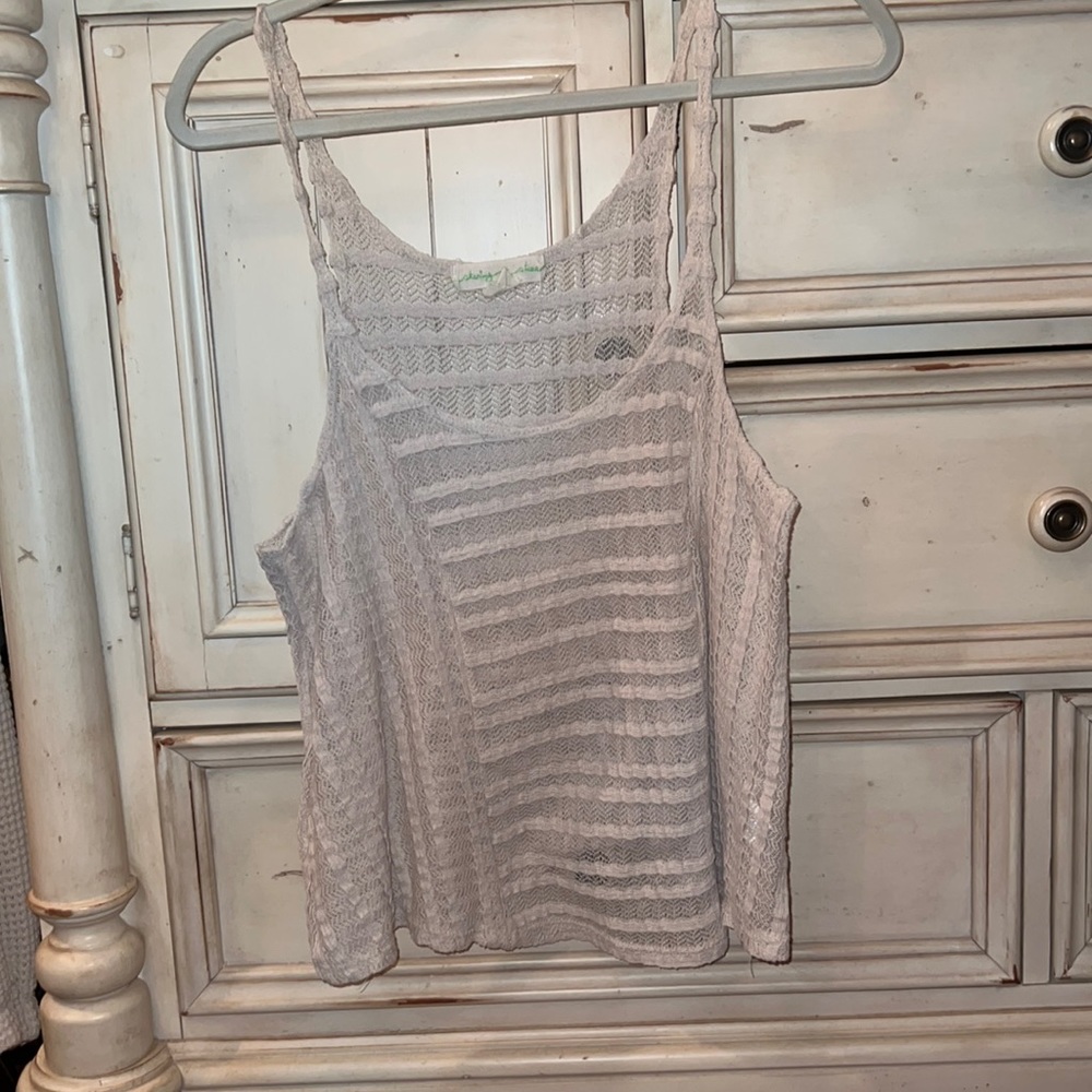 mesh knit cream tank